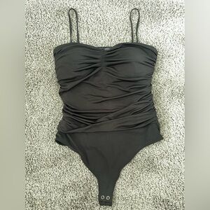 Express Black Ruched Strap Bodysuit